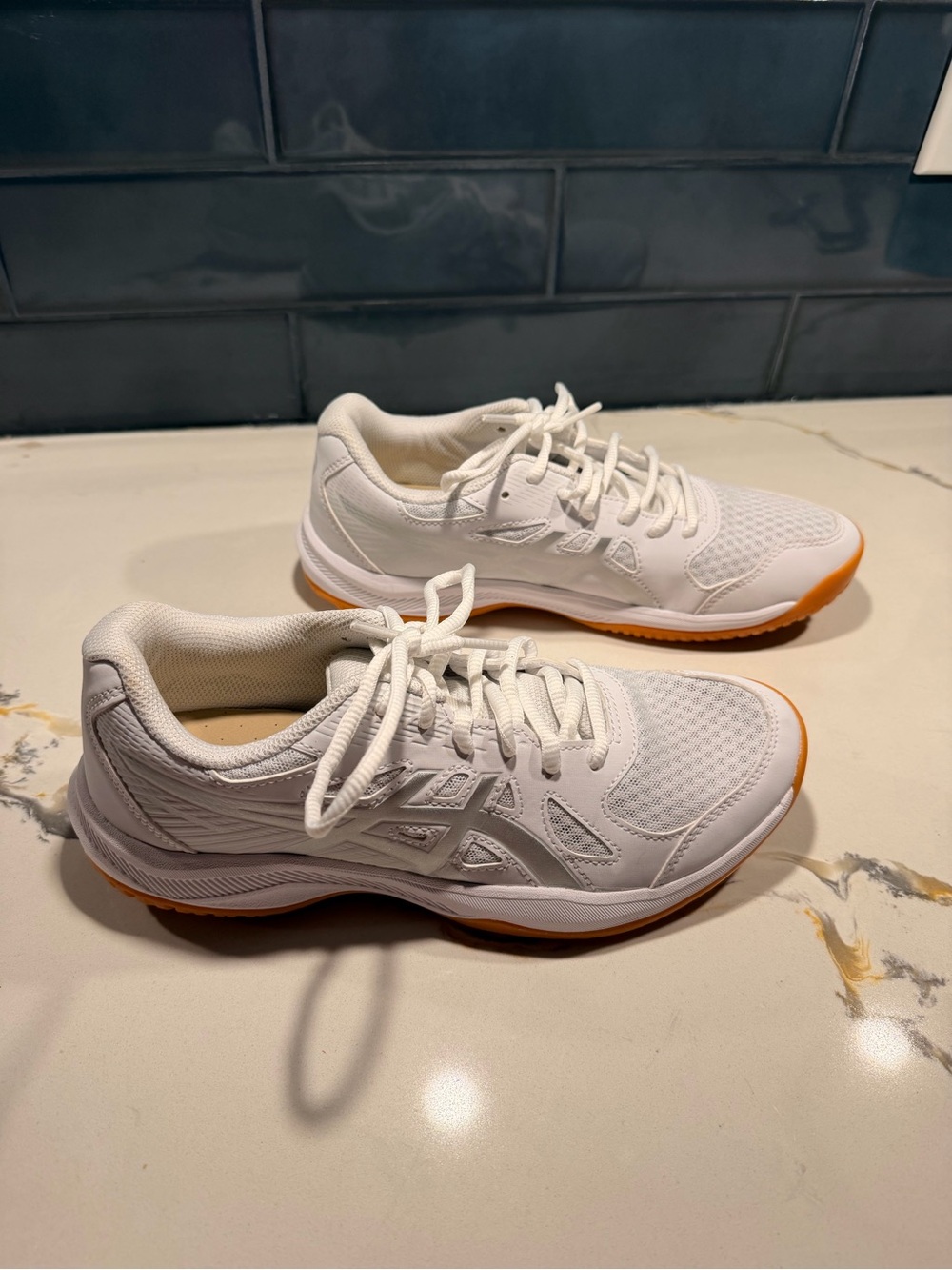 Asics Women's White Athletic Sneakers with Gum-Color Outsole